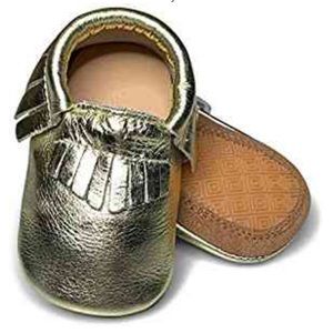 Lucky love Toddler hard sole moccasins gold EUC